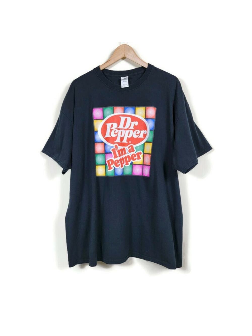 Gildan Heavy Cotton Dr Pepper Graphic T Shirt Mens 2XL Black Im a Pepper Retro